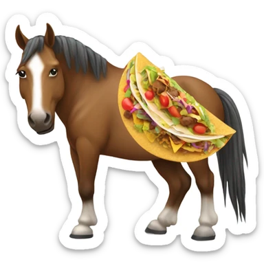Horse holding a taco sticker