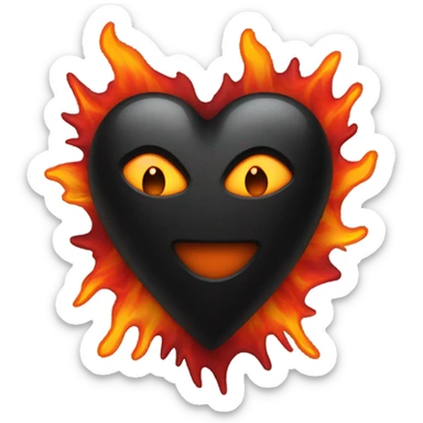 black heart with flames sticker