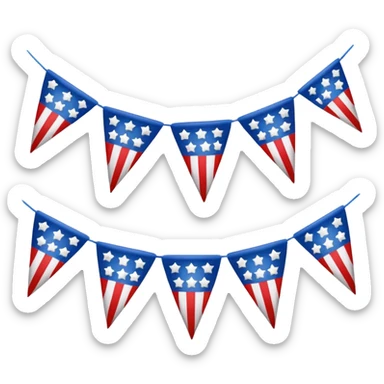 Red white and blue patriotic bunting sticker