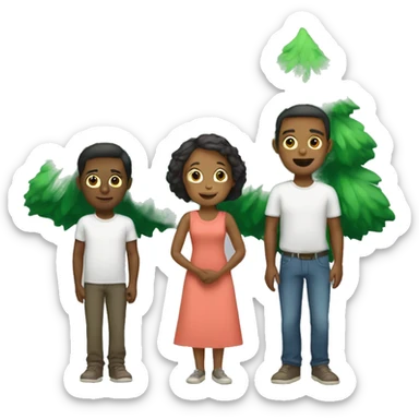 Man and woman with tree children boys  sticker