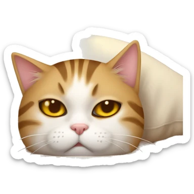 Gatito atigrado beige durmiendo en la cama sticker