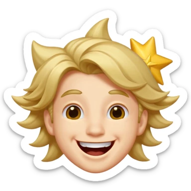 Moreno ojos de estrella riéndose y pelo asía lado sticker