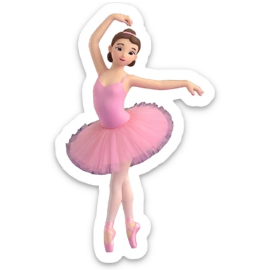 ballerina in 3D emoji style, classic pink tutu, graceful pose sticker