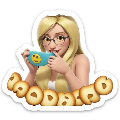 smiling girl with glasses parody sticker