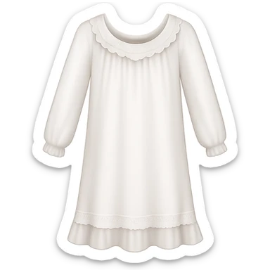 Make the nightgown white with long sleeves in the style of apple style emojis, keeping the emoji style look, with no background. sticker