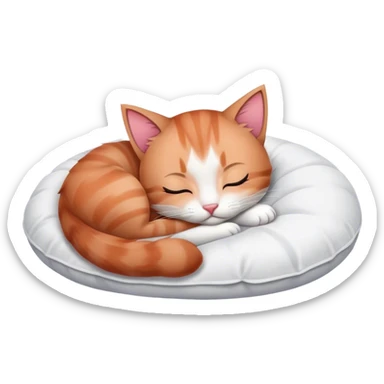 Tired kitten sleeping on a white pillow  sticker