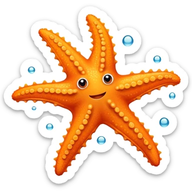 orange starfish with five arms in the ocean sticker
