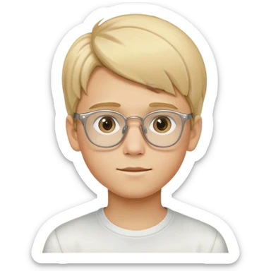 A boy with blond hair of medium length and light brown transparent glasses, he should look mid 13-14 years old  sticker