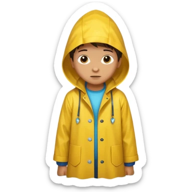 Enfant a caouet jaune se penchant vers un égout et il pleut sticker