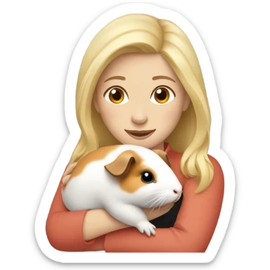 Blonde Woman hugging a guineapig sticker