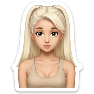 Ariana Grande Sweetener Album Cover With a beige tank top and platinum white blonde hair  sticker