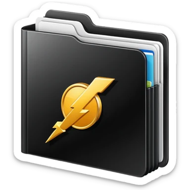 black folder flash file with a finance company logo
 sticker