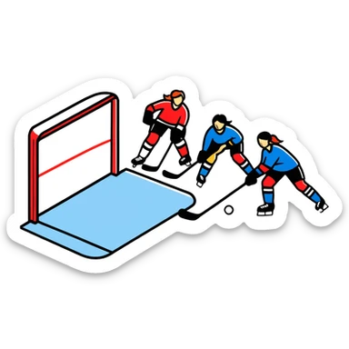 Women play hockey lawn  sticker