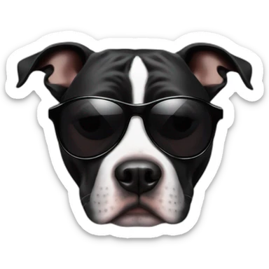 Black Staffordshire bull terrier in sunglasses sticker