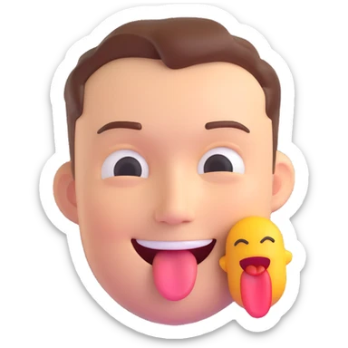 Elon Musk emoji, winking, tongue out, fun and cheeky sticker