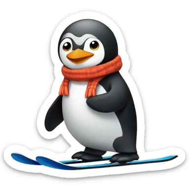 skiing penguin sticker