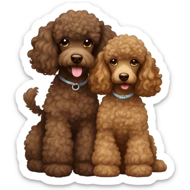 Brown poodle with a Brown wavy hair girl loves each others sticker