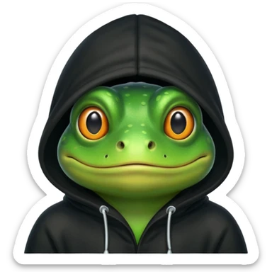 Frog wearing a black hood sticker