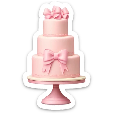 Light pink 3 tier cake with bows and vintage frosting design  sticker