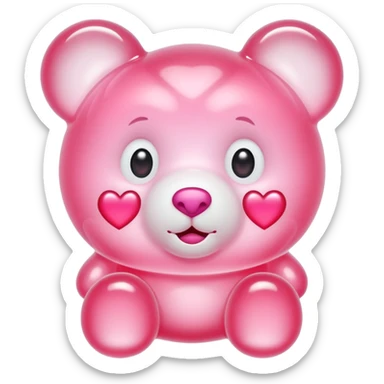 White jelly bear in the shape of a [unclear] with large pink heart-shaped eyes sticker
