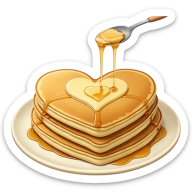 Heart shaped pancakes with butter and syrup  sticker