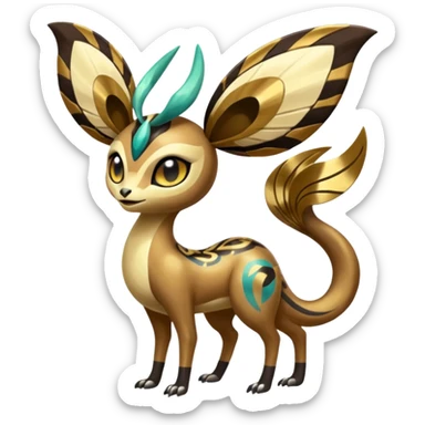  Egyptian Shiny Smooth Soft Glossy Tribal Exotic Colorful Tropical Meloetta-Venom-Heliolisk-Helioptile-Monster-Animal-Pokémon-Fakémon-fusion, full body, tribal markings  sticker