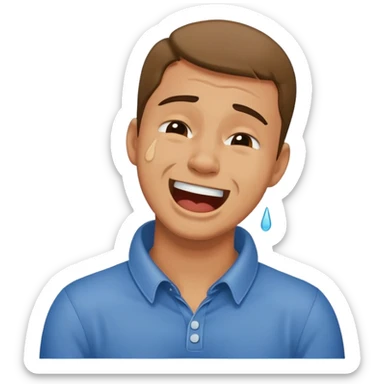 Man grabbing neck while crying laughing sticker