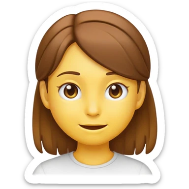 yellow emoji style character with brown hair tucking hair behind ear, winking sticker