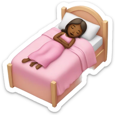 girl sleeping in a pink bed  sticker