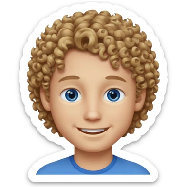 Boy with curly dark blonde hair and blue eyes  sticker