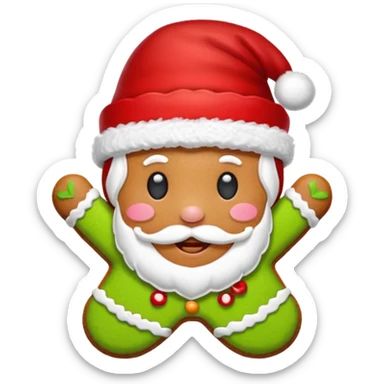 gingerbread cookie in red hat of santa shape sticker