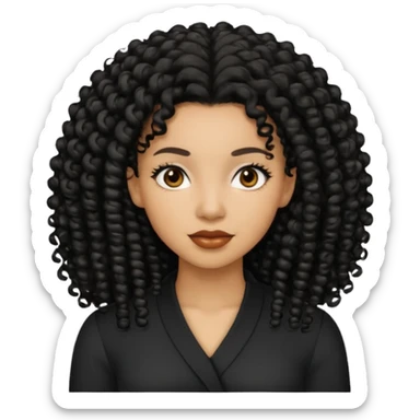 Uma mulher negra da pele clara com cabelo enrolado grande preto  sticker