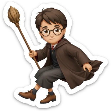 Harry potter riding on a broomstick sticker