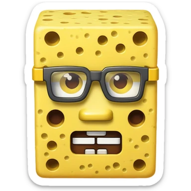 sponge with buck teeth and glasses wearing a Minecraft shirt sticker