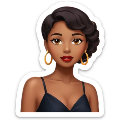 Black jazz singer girl in front of a Parisian jazz club at night, neon sign, Eiffel Tower visible sticker