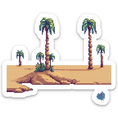 desert oasis with palm trees sticker