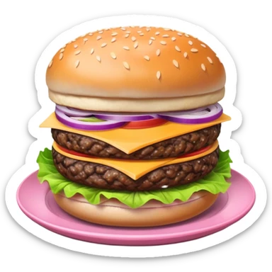 Pink plate with burger sticker