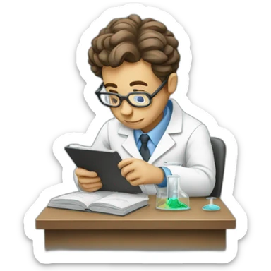 A scientist studying sticker