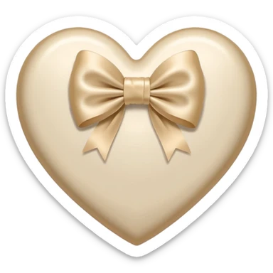 white heart with beige bow sticker