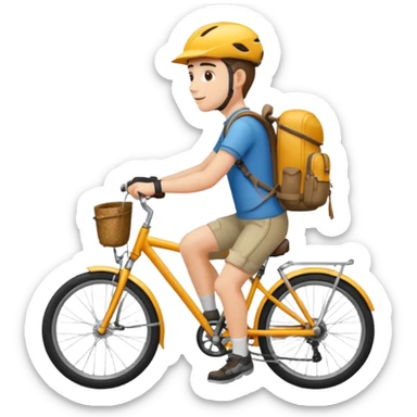 tourist on a bike with a backpack sticker