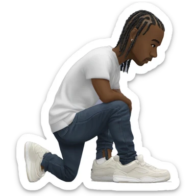 travis scott sentado empacando unos sneakers sticker