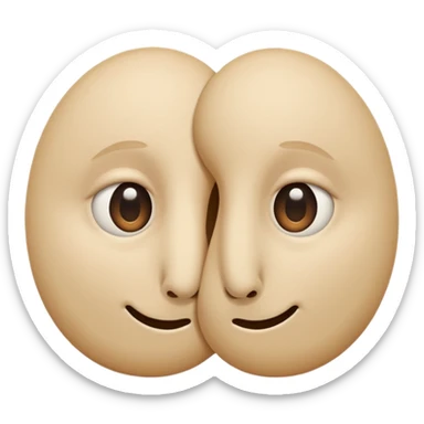 Two beige circles squished together , with a single long nose  sticker