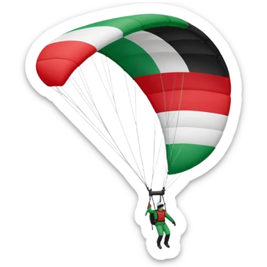 a palestinian flag with a paraglider, respect scrupulously the correct shapes and colours of the palestinian flag, try again sticker
