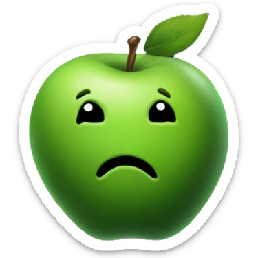 Green apple on black background  sticker