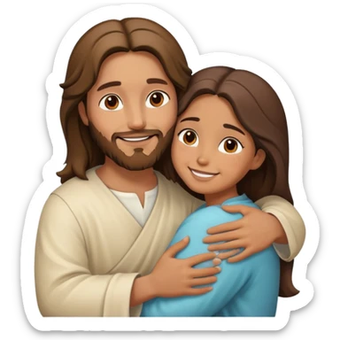 Jesus hugs a girl sticker