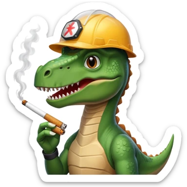 Dinosaur with helmet and a cigarette  sticker
