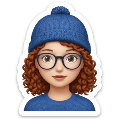 hatted girl with glasses and curly hair sticker
