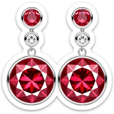 Shiny round perfect glimmering sparkly ruby earrings sticker
