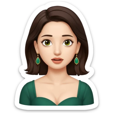 pretty bratz genmoji that looks like tamannah bhatia (bollywood actress), wearing a dark green sweetheart neckline top, dark brown hair, light makeup, no necklace, dangly earrings, side hair part, fair. dark brown eyes


Show her coughing sticker