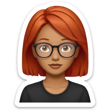 Una mujer con pelo rojo y lentes trigueña sticker